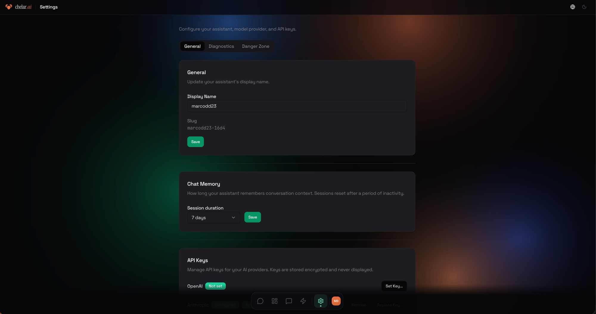 Settings general
